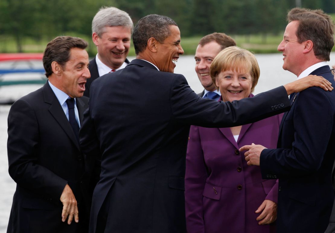Merkel is seen here at the G8 Summit in Huntsville, Ontario in 2010, with Barack Obama, Nicolas Sarkozy, David Cameron, Dmitry Medvedev and Stephan Harper - all of whom have come and gone during her tenure.