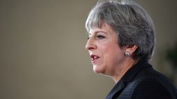 FLORENCE, ITALY - SEPTEMBER 22:  British Prime Minister Theresa May gives her landmark Brexit speech in Complesso Santa Maria Novella on September 22, 2017 in Florence, Italy. She outlined the UK's proposals to the EU in an attempt to break a deadlock ahead of the fourth round of negotiations that begin on Monday. Florence is often referred to as the "cradle of capitalism" known for its historical trading power.  (Photo by Jeff J Mitchell/Getty Images)