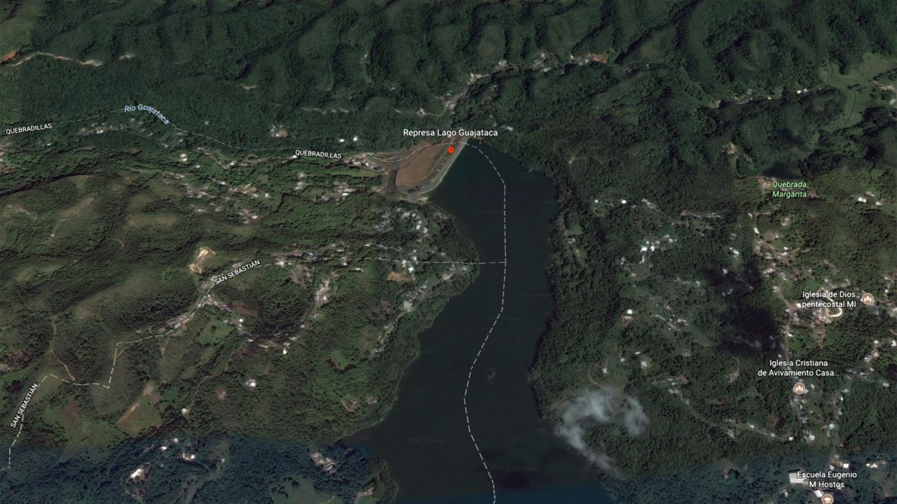 Google Earth image of the Guajataca Dam in Puerto Rico.