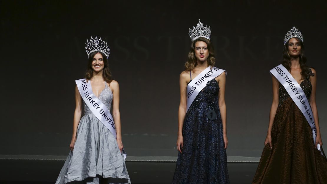 Runner-up Asli Sumen, left, has been crowned Miss Turkey after Esen was stripped of the title.