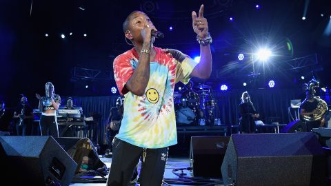 Pharrell performs with The Roots at "A Concert for Charlottesville,"  at University of Virginia's Scott Stadium on September 24, 2017 in Charlottesville, Virginia. 