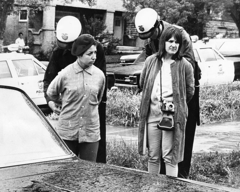 Founding co-editor of La Raza Ruth Robinson (right) with Margarita Sanchez at the Belmont High School walkout, part of a series of 1968 student protests for education reform in LA. 