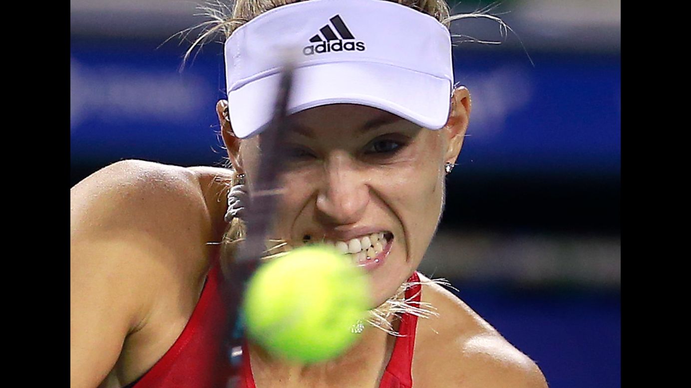 Angelique Kerber returns a shot during her second-round match at the Pan Pacific Open on Wednesday, September 20.