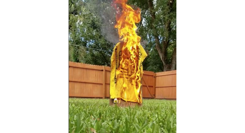 burning steelers jersey