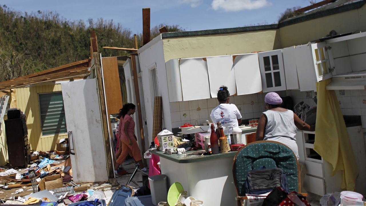 Hurricane Maria ripped roofs off many houses.