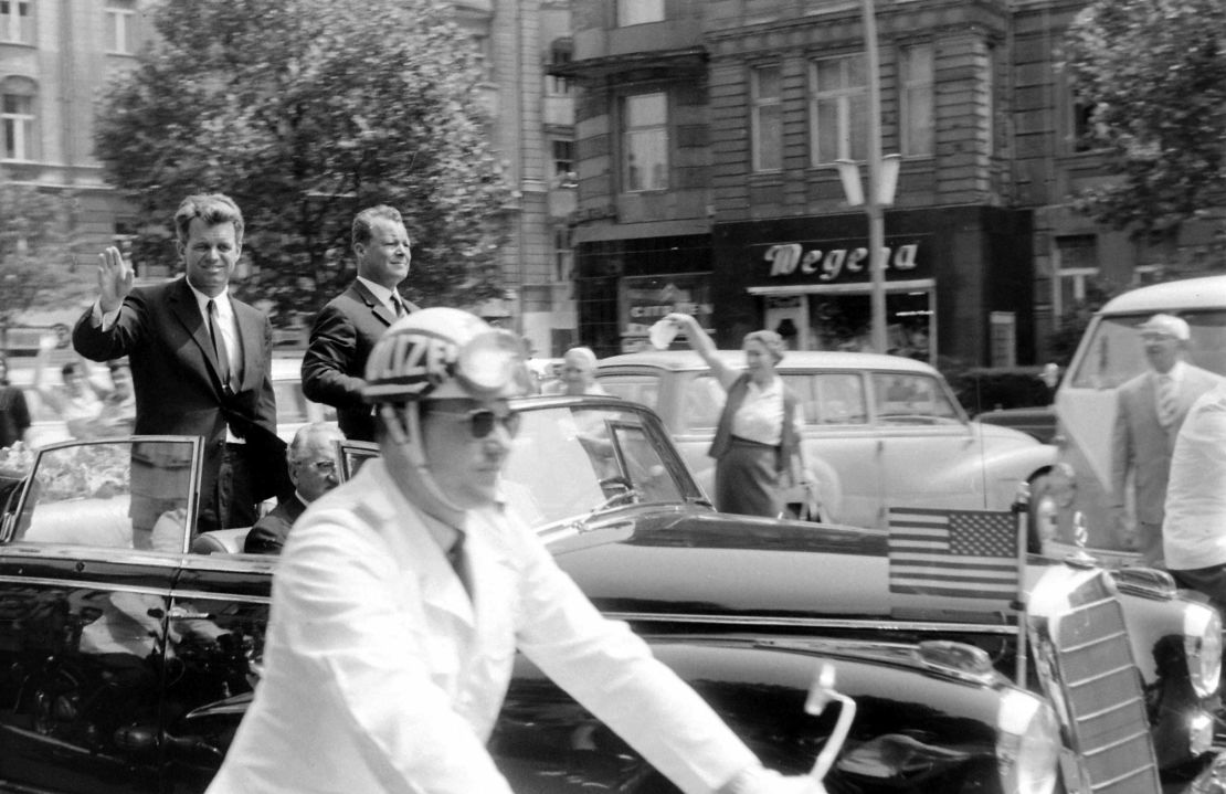 Hailstone stumbled across Robert Kennedy, visiting to mark the one-year anniversary of John F. Kennedy's "I am a Berliner" speech in June 1964.