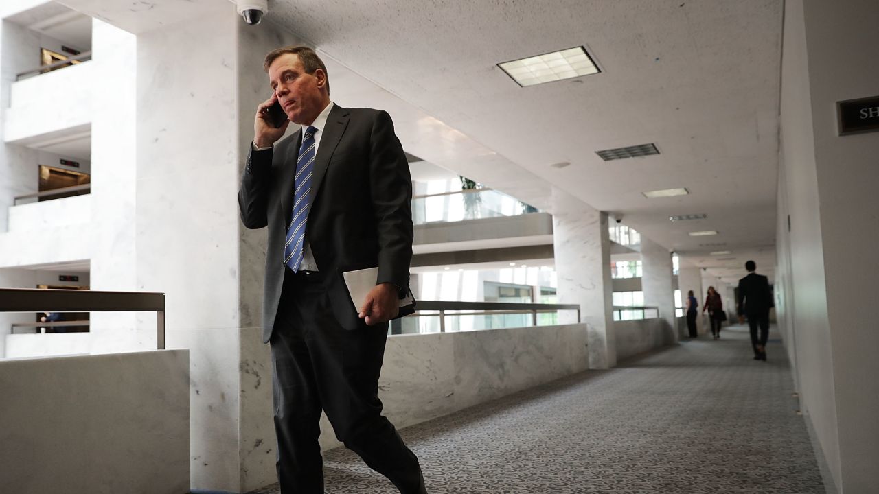 WASHINGTON, DC - JULY 20:  Senate Intellignece Committee ranking member Sen. Mark Warner (D-VA) arrives for a closed door session in the Hart Senate Office Building on Capitol Hill July 20, 2017 in Washington, DC. (Chip Somodevilla/Getty Images)