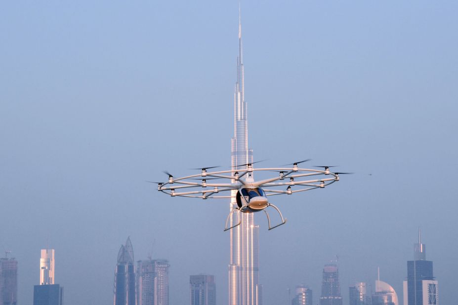 <strong>Volocopter -- </strong>The 18-rotor autonomous Volocopter was trialled in the emirate in 2017 and reportedly has a flight time of 30 minutes and cruising speed of 30 mph -- enough to get you from the airport to the Burj Al Arab with time to spare.<strong> </strong><a href="https://www.cnn.com/2017/11/29/middleeast/dubai-transport-revolution-global-gateway-episode-four/index.html" target="_blank"><strong>Read more.</strong></a>
