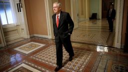 WASHINGTON, DC - SEPTEMBER 26:  U.S. Senate Majority Leader Mitch McConnell (R-KY) walks to his office in the Capitol September 26, 2017 in Washington, DC. The U.S. Senate is expected to reach a pivotal point today in their latest effort to repeal the Affordable Care Act.  (Photo by Win McNamee/Getty Images)