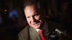 MONTGOMERY, AL - SEPTEMBER 26:  Republican candidate for the U.S. Senate in Alabama, Roy Moore speaks to reporters at an election-night rally after declaring victory on September 26, 2017 in Montgomery, Alabama. Moore, former chief justice of the Alabama supreme court, defeated incumbent Sen. Luther Strange (R-AL) in a primary runoff election for the seat vacated when Jeff Sessions was appointed U.S. Attorney General by President Donald Trump. Moore will now face Democratic candidate Doug Jones in the general election in December.  (Photo by Scott Olson/Getty Images)