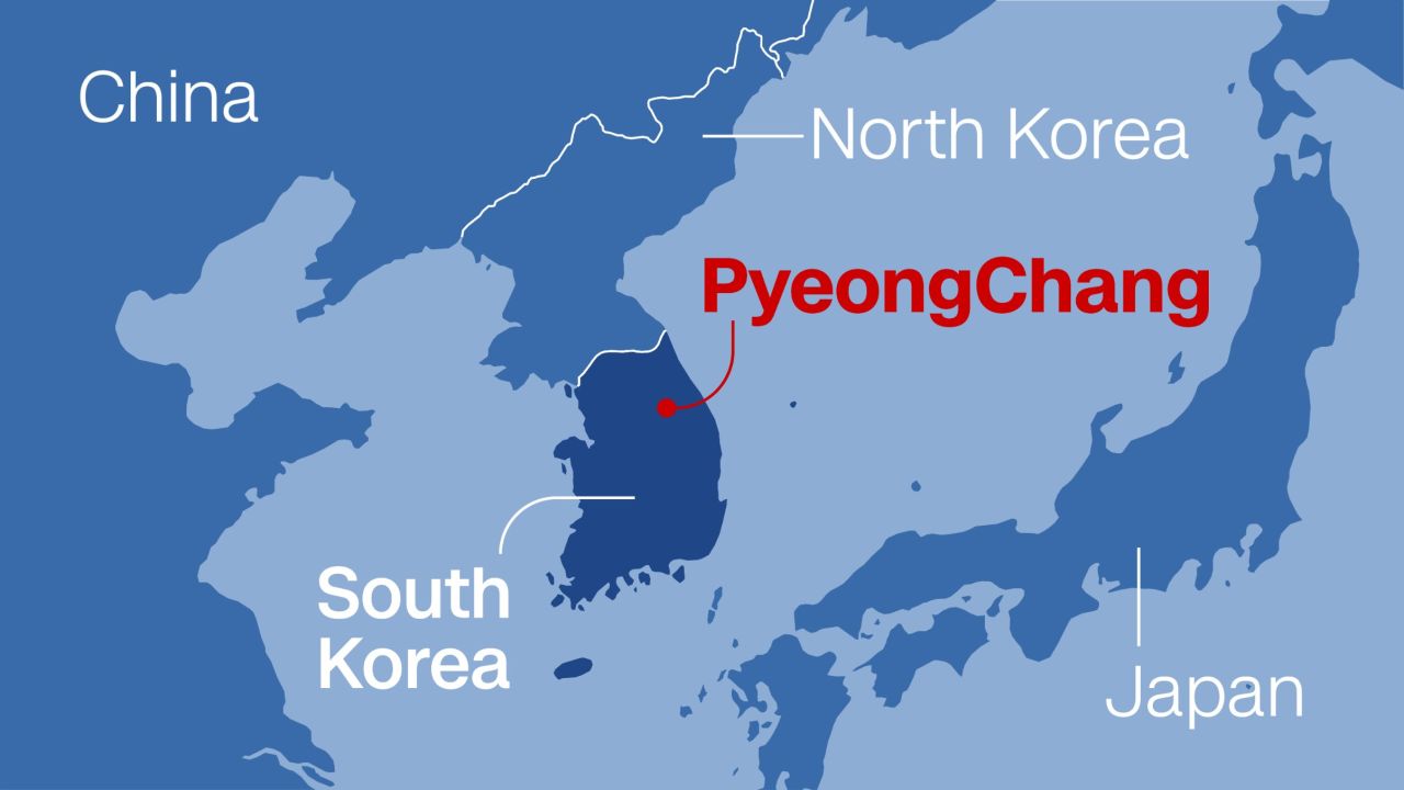 Pyeonchang's coastal location, on the western side of the Korean Peninsula and near the Sea of Japan. 