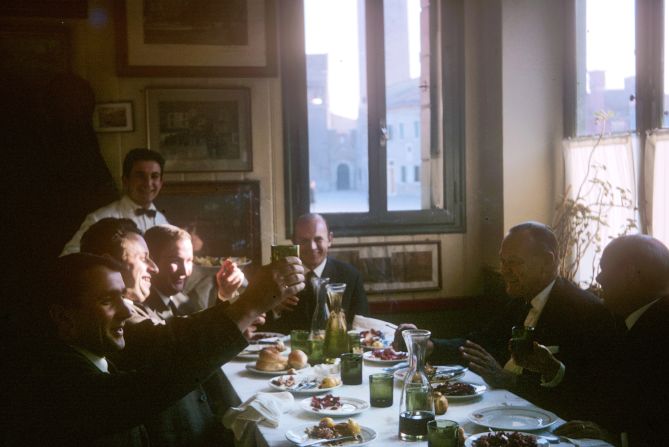 <strong>Grandpa's photos -- Romano's, Burrano, Italy -- 1960s:</strong> The project became a way for Tomkins to connect with his grandfather, pictured center, and celebrate his life and legacy-- particularly after he passed away in 2013. 
