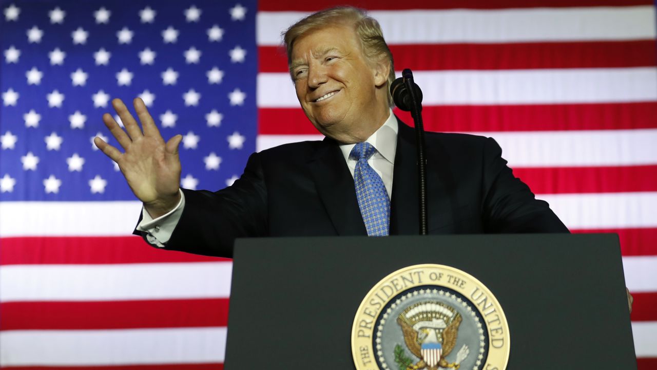 President Donald Trump waves before speaking about tax reform at the Farm Bureau Building at the Indiana State Fairgrounds, Wednesday, Sept. 27, 2017, in Indianapolis. (AP Photo/Alex Brandon)