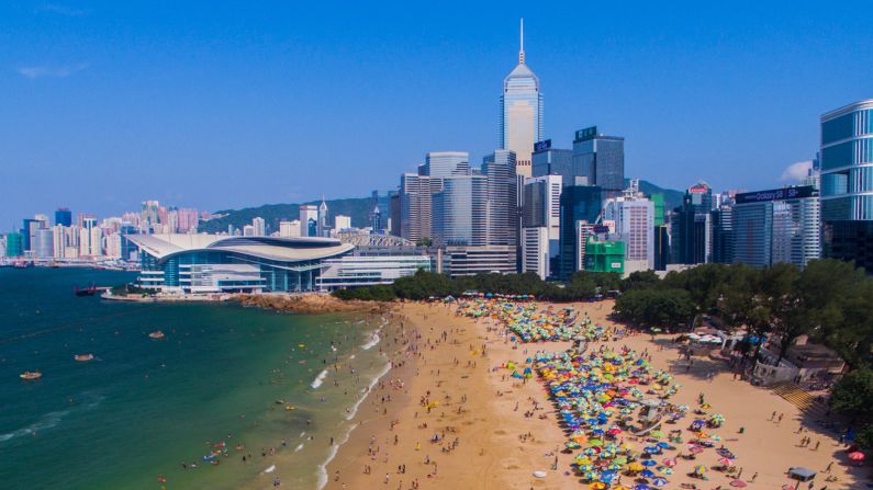 <strong>Urban beaches: </strong>Just to be clear: There are no beaches in Central and Admiralty, Hong Kong's business centers, as shown here.