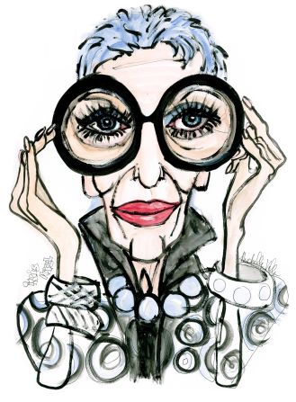 Illustrator <a href="index.php?page=&url=http%3A%2F%2Fwww.michellevella.com%2Fnew-page%2F" target="_blank" target="_blank">Michelle Vella</a> depicts Iris Apfel in several illustrations.