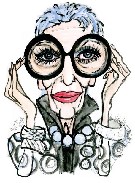 Illustrator <a href="http://www.michellevella.com/new-page/" target="_blank" target="_blank">Michelle Vella</a> depicts Iris Apfel in several illustrations.