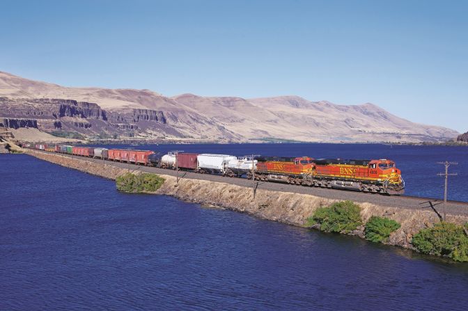 <strong>BNSF C44-9W, Horse Thief Lake, Pennington County, South Dakota</strong>: Since then Lewis has photographed trains in spectacular US locations -- but he does extensive research before he goes out with his camera: "Doing research beforehand is important to understand what the railway operations are like," he says.