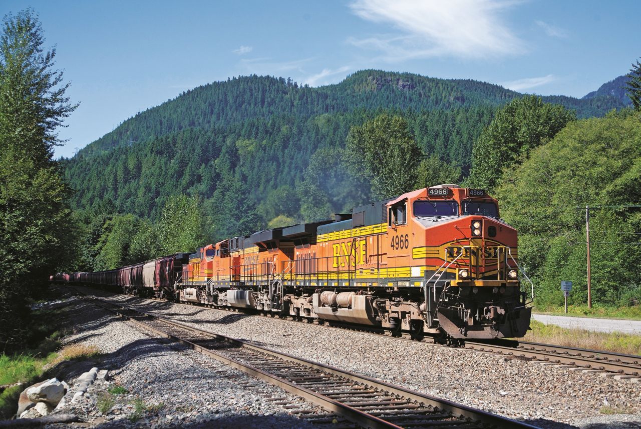 <strong>BNSF C44-9W, Skykomish, Washington</strong>: The development of a railroad was a way of connecting the towns scattered across America's vast expanse: "Once a railway reached an area it was able to develop its industry -- as it had an efficient means of moving its goods," says Lewis.