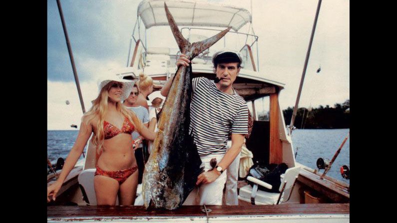 Hefner displays his catch while fishing off the coast of Miami, Florida in this undated photo he shared on Twitter. 