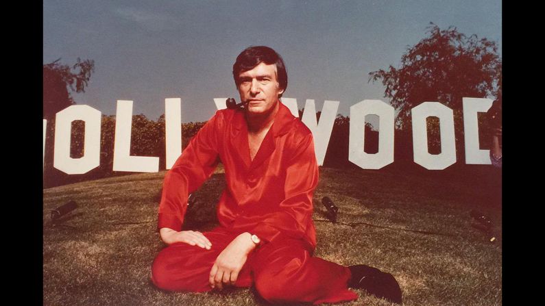 Hefner seen in front of the Hollywood sign in 1978 in this photo for Weekend Magazine he shared on Twitter.  
