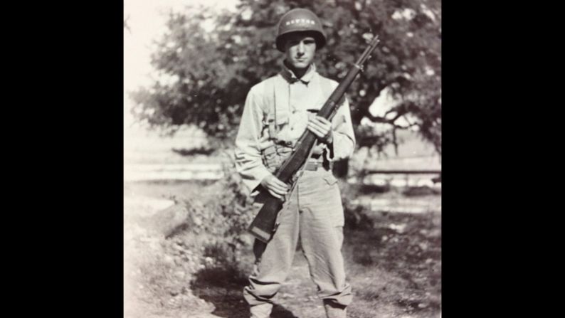 Hefner seen at Camp Hood, a US Army base in Texas, in 1944.