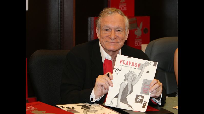 In this November 2007 photo, Hefner smiles while signing copies of the Playboy calendar and "Playboy Cover To Cover: The 50's" DVD box set.