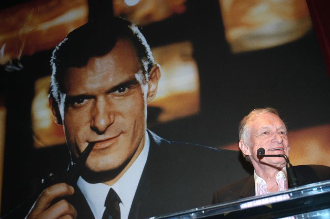 Hefner during the launch of the Playboy Legacy Collection in Los Angeles, California on January 16, 2007.