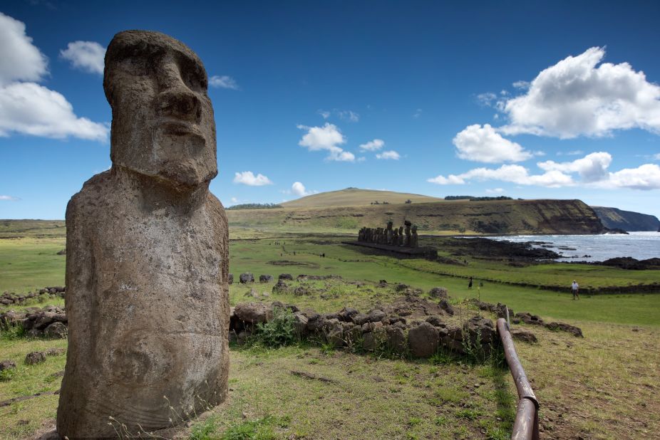 There are 887 moai strewn across 63 square-mile Easter Island, and theories still abound on the purpose and process of these intimidating human-like stone figures.