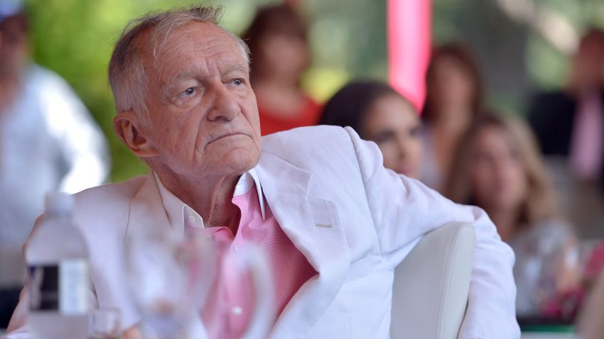 HOLMBY HILLS, CA - MAY 09:  Hugh Hefner attends Playboy's 2013 Playmate Of The Year luncheon honoring Raquel Pomplun at The Playboy Mansion on May 9, 2013 in Holmby Hills, California.  (Photo by Charley Gallay/Getty Images for Playboy)