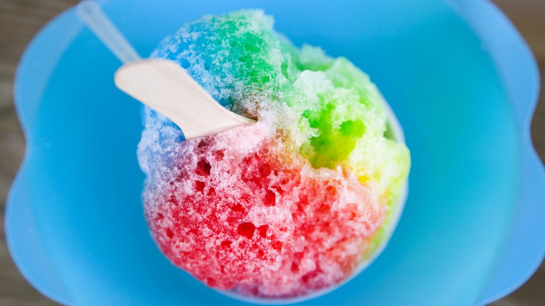 <strong>Snow cones: </strong>Snow cones, like Hawaii's beloved shaved ice, are usually tinted with Kool-Aid.
