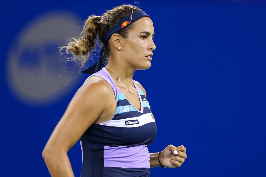 Monica Puig is pictured in action at the Wuhan Open.