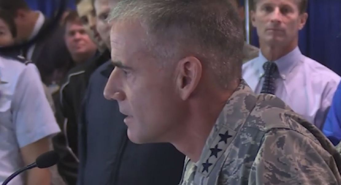 Air Force Academy Superintendent Lt. Gen Jay Silveria speaking to Cadets in Sept, 2017.