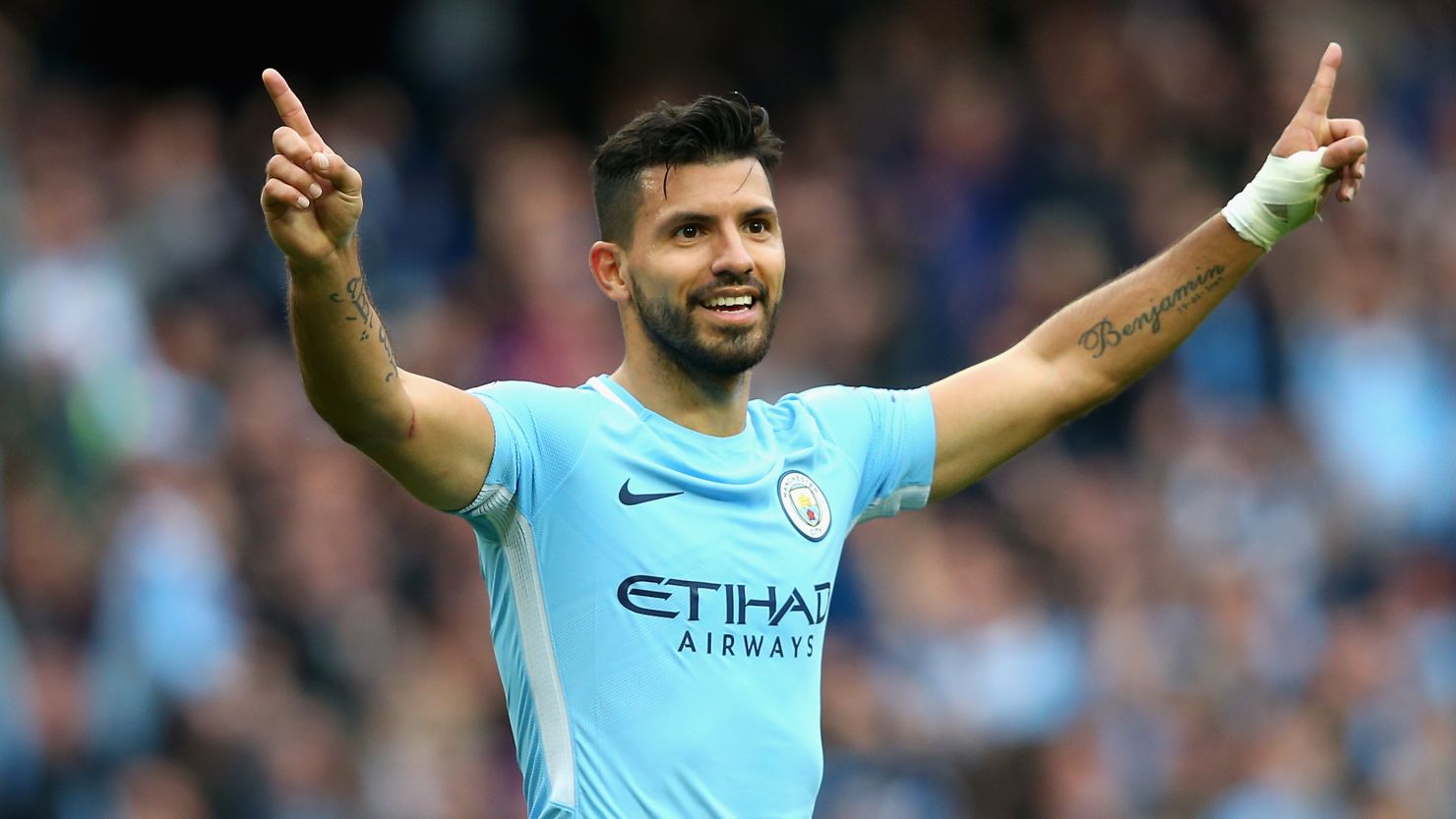 Argentine soccer star Sergio Aguero joined Manchester City in 2011.