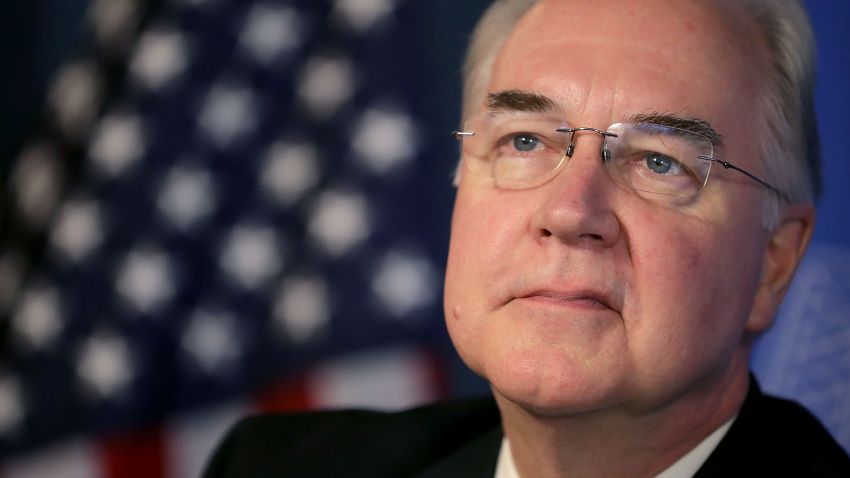 U.S. Heath and Human Services Secretary Tom Price participates in an event to promote the flu vaccine at the National Press Club on September 28 in Washington, DC.