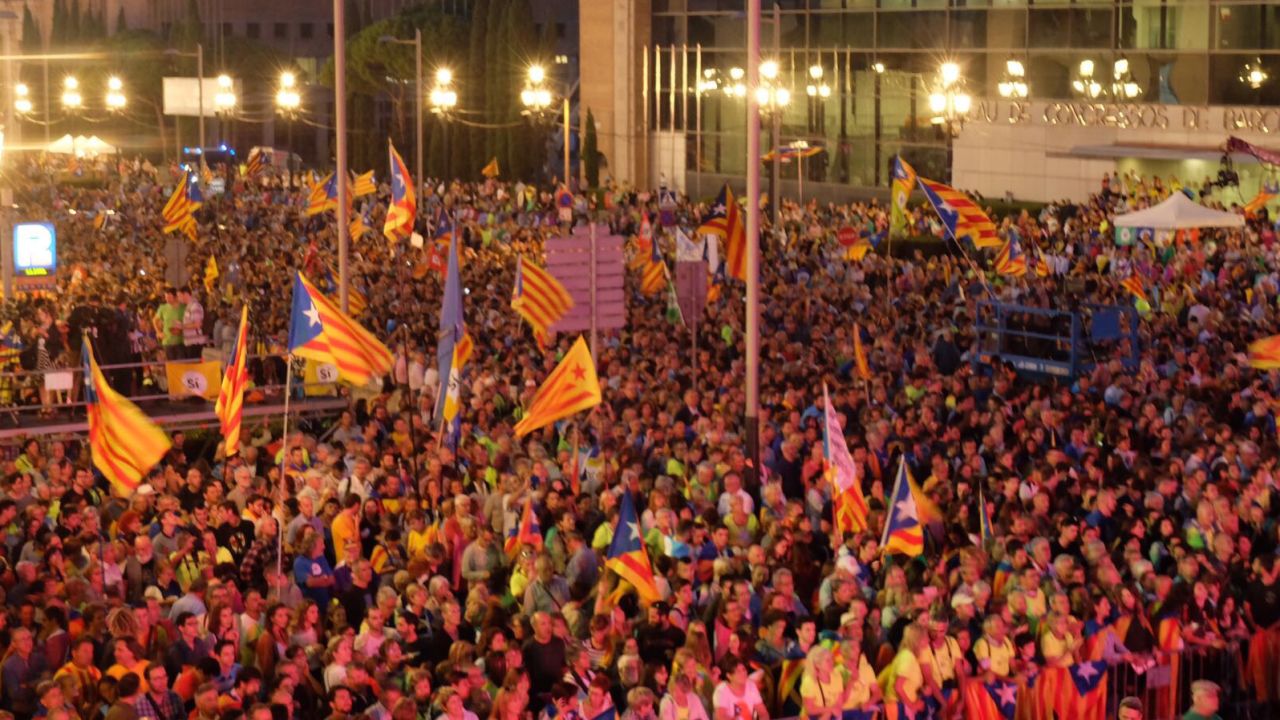Thousands of Catalonian separatists demonstrated in central Barcelona on Friday night. 