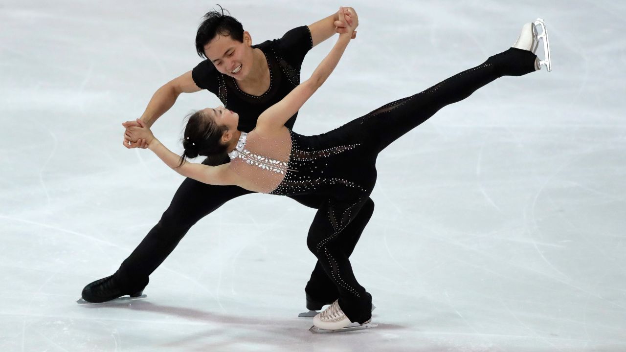 Ryom Tae-Ok and Kim Ju-Sik of North Korea compete during the pairs free program at the Figure Skating-ISU Challenger Series in Oberstdorf, Germany, on September 29.