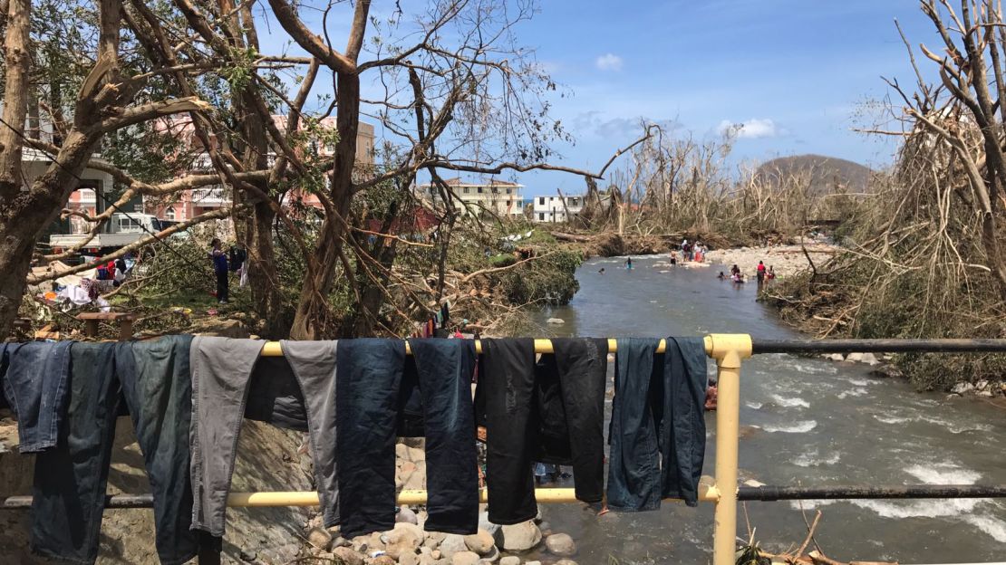 Clothes dry on a stream near campus. Rodriguez says people who bathed in the water contracted parasites.