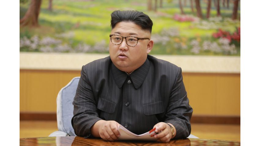 In this Sept. 3, 2017, image distributed on Monday, Sept. 4, 2017, by the North Korean government, North Korea's leader Kim Jong Un holds a meeting of the ruling party's presidium. North Korea claimed a "perfect success" for its most powerful nuclear test so far, a further step in the development of weapons capable of striking anywhere in the United States. Independent journalists were not given access to cover the event depicted in this image distributed by the North Korean government. The content of this image is as provided and cannot be independently verified. (Korean Central News Agency/Korea News Service via AP)