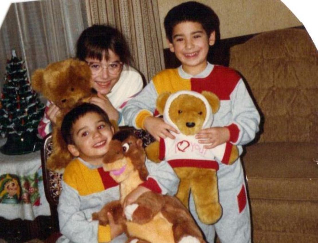 The first Thanksgiving after their parents divorced in 1988, Zack McDermott (far right) is pictured with his siblings, Alexa and Adam.
