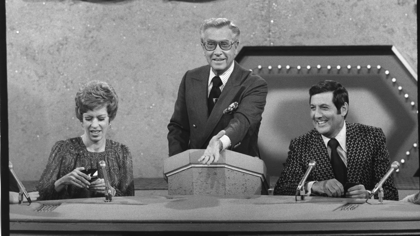 Monty Hall is pictured with Carol Burnett and Allen Ludden in an episode of the game show "Password" on June 11, 1973.
