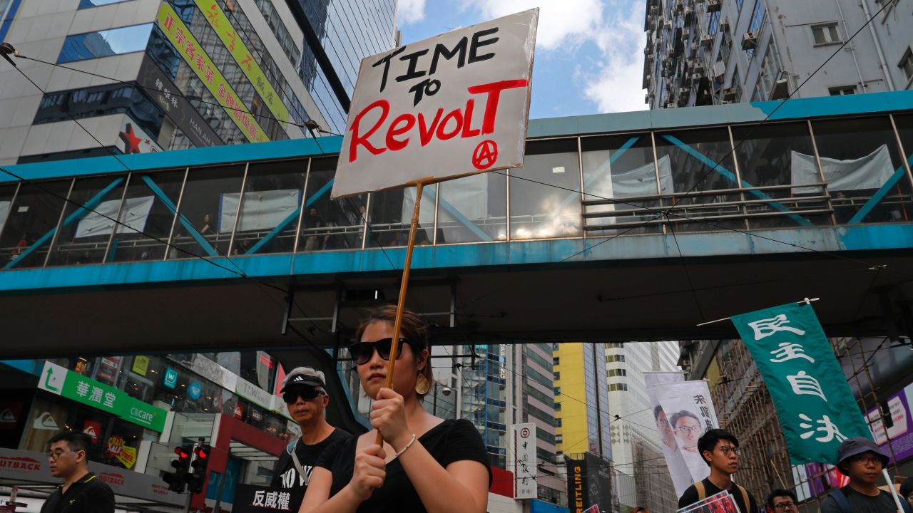 Hong Kong pro-democracy groups protested Sunday in the wake of the jailing of multiple Umbrella Movement activists. 