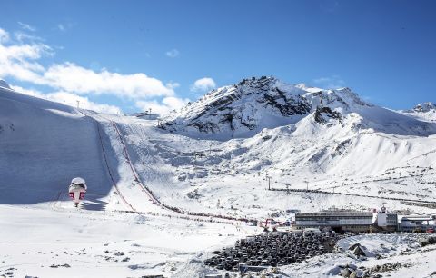 The World Cup season begins on the high glaciers of Solden, Austria in late October. 