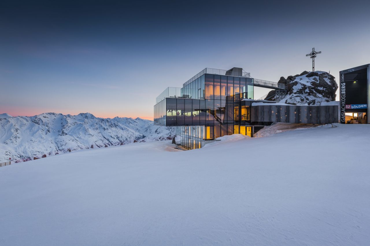 The Ice Q restaurant, used in the James Bond movie "Spectre," lies on the summit of the Gaislachkogl mountain and is one of about 30 huts and eateries dotted around the ski area.