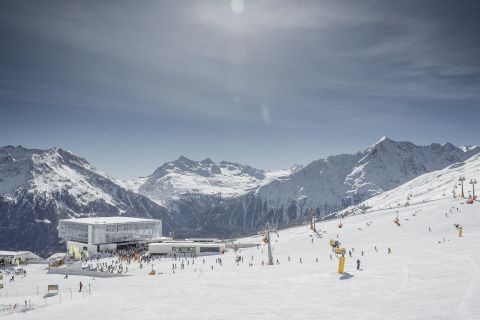 The recently installed high-speed Giggijochbahn whisks skiers up into Soelden's ski area with minimum delays.