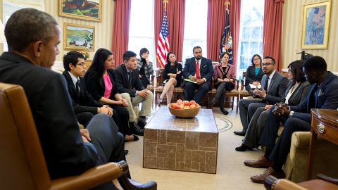 "It was a big responsiblility going there, and not just talking about my experiences, but the experiences of millions of undocumented folks that didn't have that opportunity," says Rishi Singh, shown here speaking with President Obama in 2015.