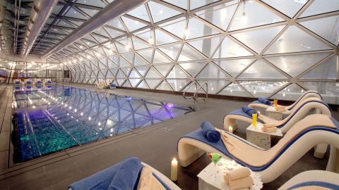 The temperature-controlled pool at the Vitality Wellbeing and Fitness Center in Hamad International Airport.