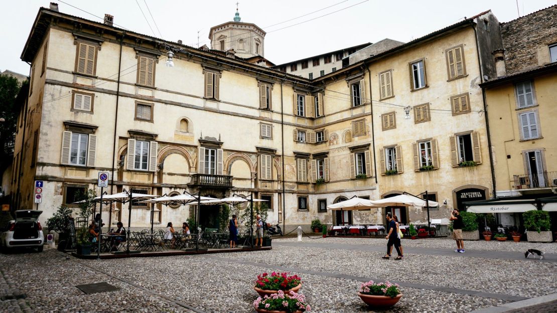 Bergamo's Piazza Vecchia is full of of medieval and Renaissance architecture.
