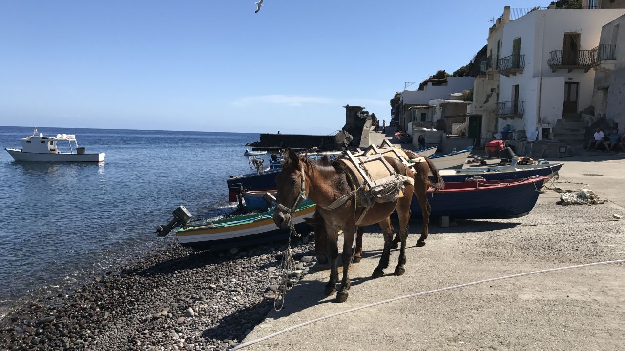 The beautiful island is home to donkeys who will assist with your luggage.