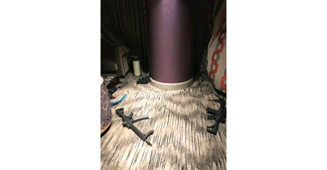 Leaked photos published by the Daily Mail show  inside Stephen Paddock's room at the Mandalay Bay in Las Vegas. 