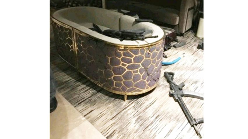 Leaked photos published by the Daily Mail show the scene inside Stephen Paddock's room at the Mandalay Bay in Las Vegas. 
